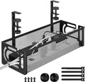 Under Desk Cable Management Tray, 15.7'' No Drill Steel Desk Cable Organizers, Wire Management Tray Cable Management Rack (1 Pack-Black)