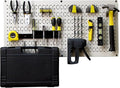 Wall Control Modular Pegboard Tool Organizer System - Wall-Mounted Metal Peg Board Tool Storage Unit for Wall Storage Tiling (Beige Pegboard)