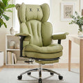 Efomao Big & Tall Executive Office Chair with Footrest - 400lbs Heavy Duty High Back PU Leather Desk Chair, Modern Ergonomic Reclining Computer Chair, Green