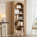Arched Bookshelf with 5 Tier Open Shelves, 71" Tall Wood Bookcase with Adjustable Shelves, 24" Wide Floor Standing Display Storage Shelf for Home Office, Kitchen, Study and Living Room, Natural Oak