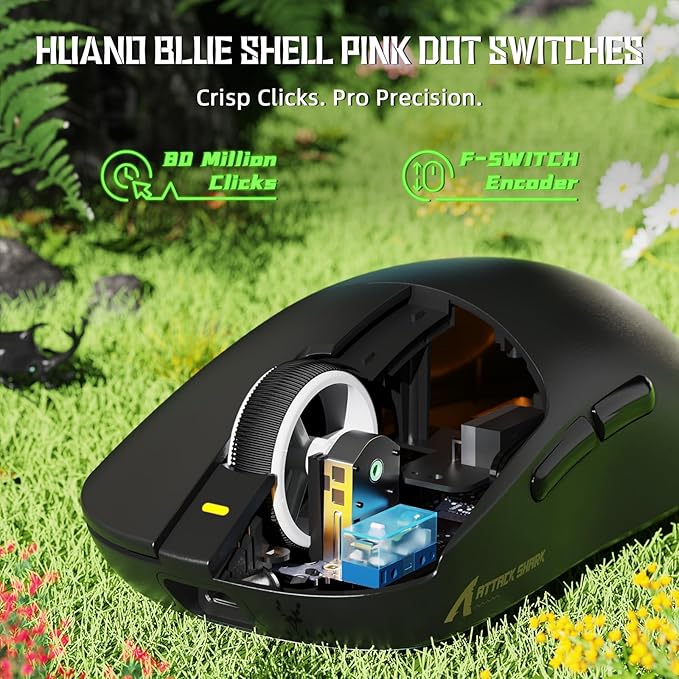 ATTACK SHARK X8 SE Wireless Gaming Mouse,55g Ultra-Lightweight Wired/BT/2.4GHz Wireless Programmable Mouse,1K Polling Rate,PixArt PAW3311 Gaming Sensor,25000 DPI,Gamer Mice for PC/Win/Mac (Black)