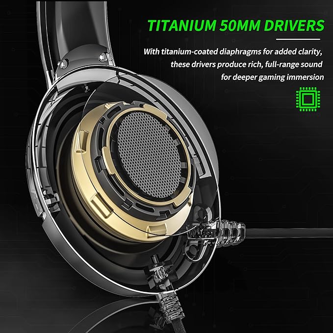 BINNUNE Gaming Headset with Mic for PS4 PS5 Xbox Series X|S Xbox 1 PC NS, Wired Gaming Headphones with Microphone for PS 4|5 Xbox1
