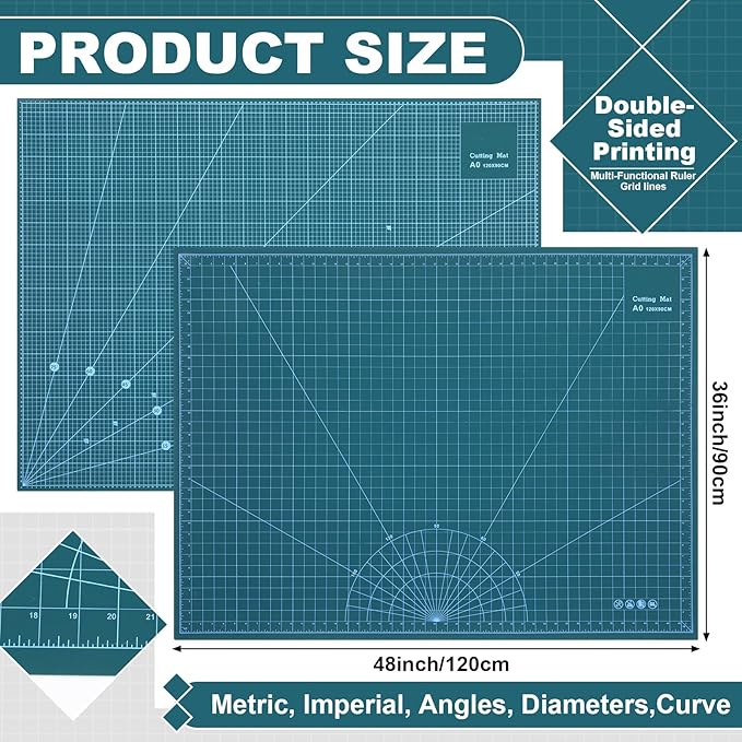 Pangda 36 x 48 Inch Large Self Healing Cutting Mat Extra Thick Double Sided Sewing Mat with Grid for Crafting, Quilting, Fabric, Precision Cutting