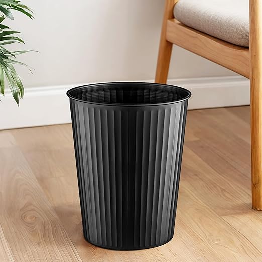 Monarch Abode Ridge Embossed Metal Desk Wastebasket – Black