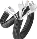 AGPTEK Cable Sleeve, 10ft - 1 inch Cable Management Desk Cord Cover Organizer Wire Hider for Home Office Computer TV Wire Loom Tubing Pet Proof Cord Protector from Cat Dog Chewing, Black