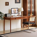 Solid Wood Computer Desk, Mid-Century Modern Home Office Desk with Drawers for Study, Working, Home Office 55" W