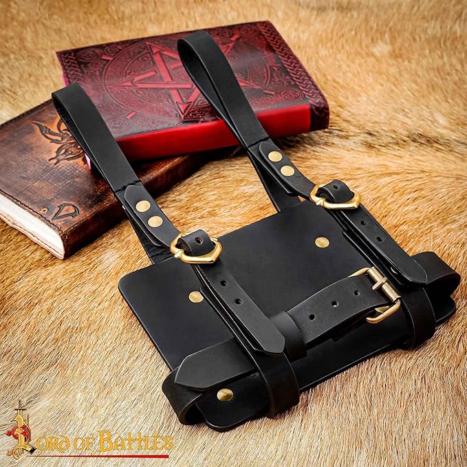 Lord of Battles Adventurer's Book or Diary Holder Handcrafted from Genuine Leather 11 x 8 Inch (Black)