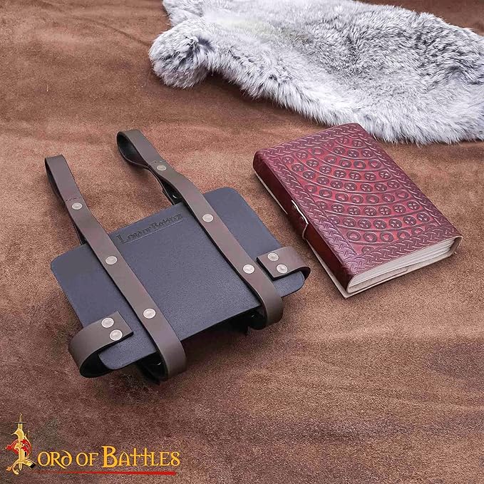Lord of Battles Adventurer's Book or Diary Holder Handcrafted from Genuine Leather 13x18cm (Leather Journal with Brown Holder)
