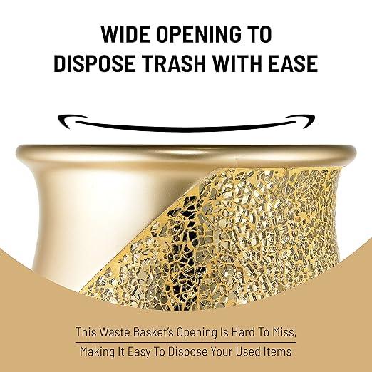 Zahari Home Sinatra Waste Basket Beautiful Designs Bathroom Bedroom Living Room Decor, Champagne