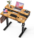 FiCiHi 35x20 Inch Standing Desk with Drawers, C-Clamp Mount Compatible, Electric Adjustable Height Computer Small Stand Up Desks, Home Office Sit Stand Table with 3 Preset Heights, Rustic Brown