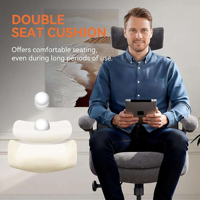 Ergonomic Drafting Chair Tall Office Chair for Standing Desk - 400lbs Mesh Computer Stool with Adjustable Footring, Dual Seat Cushion, and Space-Saving Flip-Up Arms for Counter Height Work