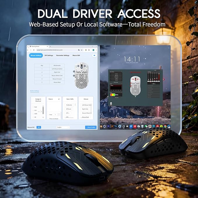 ATTACK SHARK MAMBASNAKE M2 Wireless Gaming Mouse,41g Ultra-Lightweight Carbon Fiber Mouse,40,000 DPI,PAW3395PRO Sensor,Wired/BT/2.4GHz Wireless Programmable Mice for Mac/PC Gamer(Black)