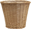 Household Essentials Willow Wicker Waste Basket, Medium, Handwoven with Built-in Plastic Liner, Durable and Attractive Weave, Tapered Design, Compact, Easy to Clean, Natural