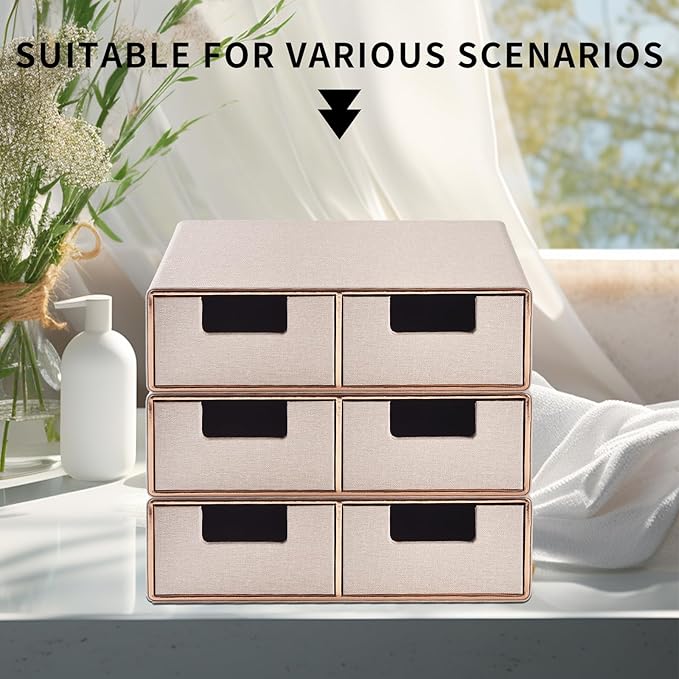 Stackable Desk Drawer Organizer,Dressing table organizer for Jewelry/Cosmetics,Coffee Maker Display holder and Storage Box for Home office,Beige