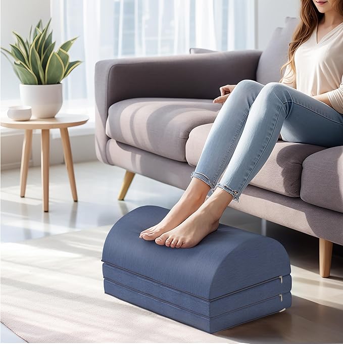 Foot Rest Under Desk at Work for Office Use with 3 Adjustable Heights, Foot Stool Office Footrests Back & Hip Pain Relief Not Easy to Sweat, Easy to Clean