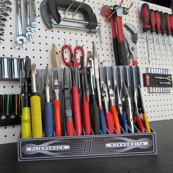 Pliersrack PLR15 Plier Organizer - Sturdy Plastic 15 Pliers Holder For Tool Box or Pegboad Organization, Plier Rack Tool Organizers For Toolboxes And Storage