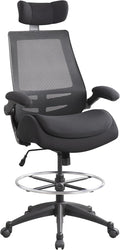 BOLISS Big and Tall Drafting Chair 400lbs - High Back Ergonomic Office Chair for Standing Desk with Double Thick Seat Cushion, Adjustable Foot Ring, Lumbar Support & Flip Up Armrests (Black)