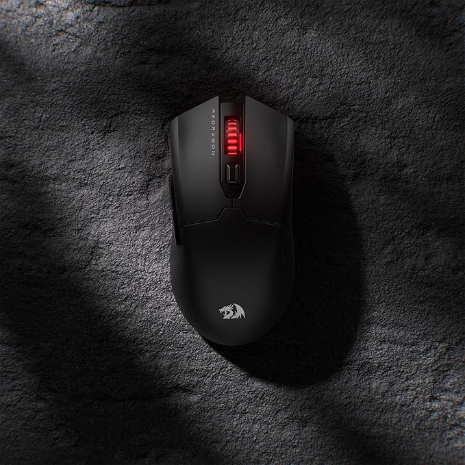 Redragon M995 Pro Wireless Gaming Mouse, 26000 DPI Ergonomic Mouse, BT & 2.4G, 6 Macro Buttons, 51G Ultra Lightweight, Reliable Power Capacity for PC/Mac/Laptop, Black
