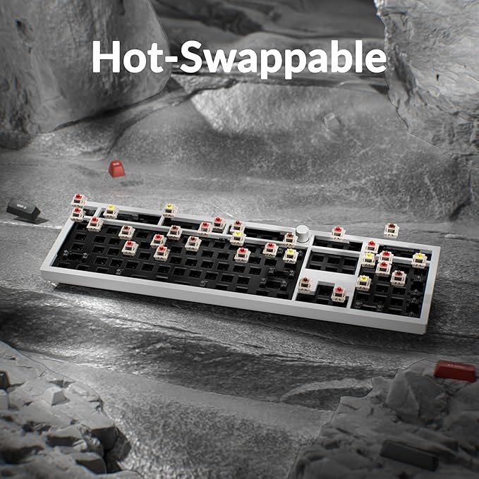 Keychron Q6 Ultra 8K Polling Rate Aluminum Wireless Mechanical Keyboard, 2.4 GHz/Bluetooth/Wired Full-Size Custom RGB, Hot-Swappable Silk POM Red Switch for Mac Windows Linux - White