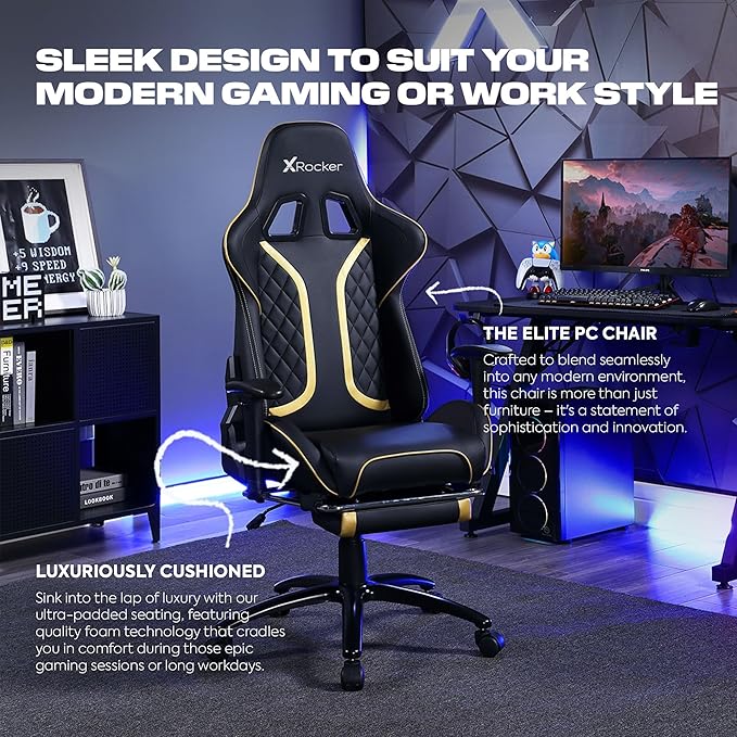 X Rocker PC Computer Gaming Desk Chair with Wheels, College Dorm Room Essentials for Guys and Girls, Adjustable, Ergonomic Office Chair, Gifts for Gamers