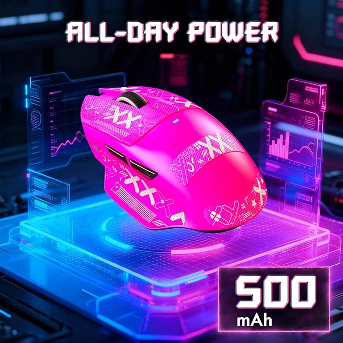 ATTACK SHARK V6 65g Wireless Gaming Mouse with RGB Magnetic Charging Dock,BT/2.4G Wireless/Wired Mouse 1K Polling,PixArt PAW3311 Sensor,25K DPI,Tape,Programmable Gamer Mice for PC/Win/Mac (Rose)