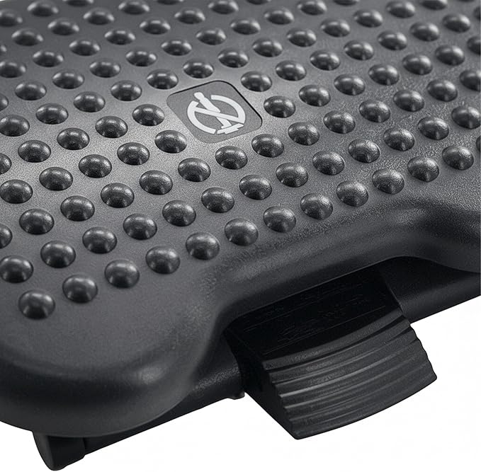 Relaxdays Desk Footrest, 3-Way Height Adjustable, Tilt, Massage Function, Ergonomic Footrest, Black