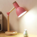 Desk Lamp,Wooden Adjustable Tri-Color Table & Bedside Lamp for Office, Living Room, Bedroom & Kids Room (Pink)