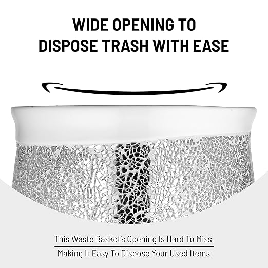 Zahari Home Sinatra Waste Basket Decorative Beautiful Designs Bathroom Bedroom Living Room Decor, White