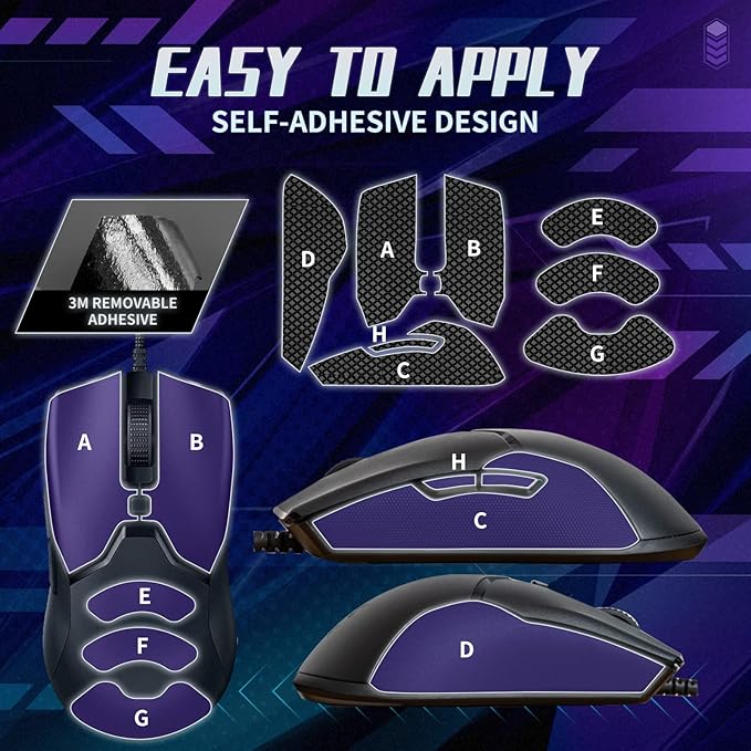 TALONGAMES Mouse Anti Slip Grip Tape Compatible with Razer Viper Mini Gaming Mouse, Palm Sweat Absorption, Thin 0.5mm, Cut to Fit, Easy to Apply, Mouse Skin