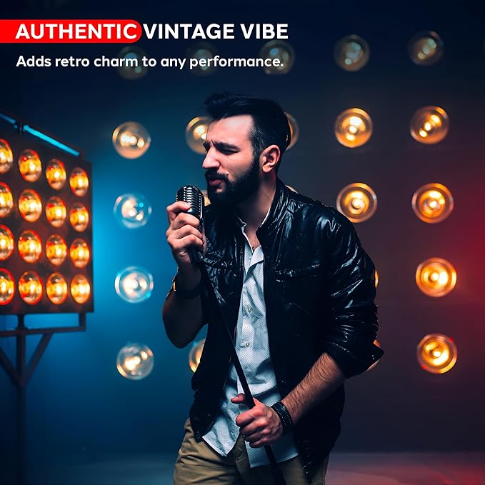 Pyle Classic Retro Dynamic Vocal Microphone - Old Vintage Style Unidirectional Cardioid Mic with XLR Cable - Universal Stand Compatible - Live Performance, In Studio Recording, Black