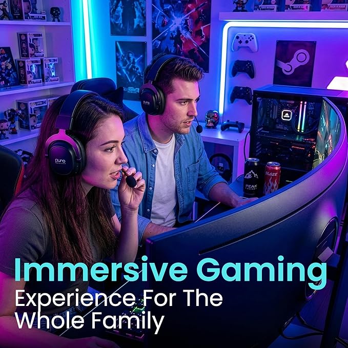 Puro Sound Labs Wireless Gaming Headset - Easy to Pair with 2.4GHz USB, Volume-Limited, Tri-Mode Connectivity, Detachable Mic, 32-Hour Battery, Wireless Headphones with mic for PC- PuroGamer-BT, Black