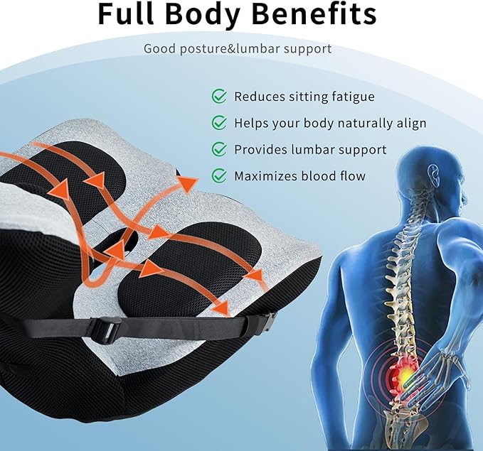 Ergonomic Back and Seat Cushions, Lumbar Support with Detachable Cover, for Back Posture and Pain Relief, Home Office Chair Alien