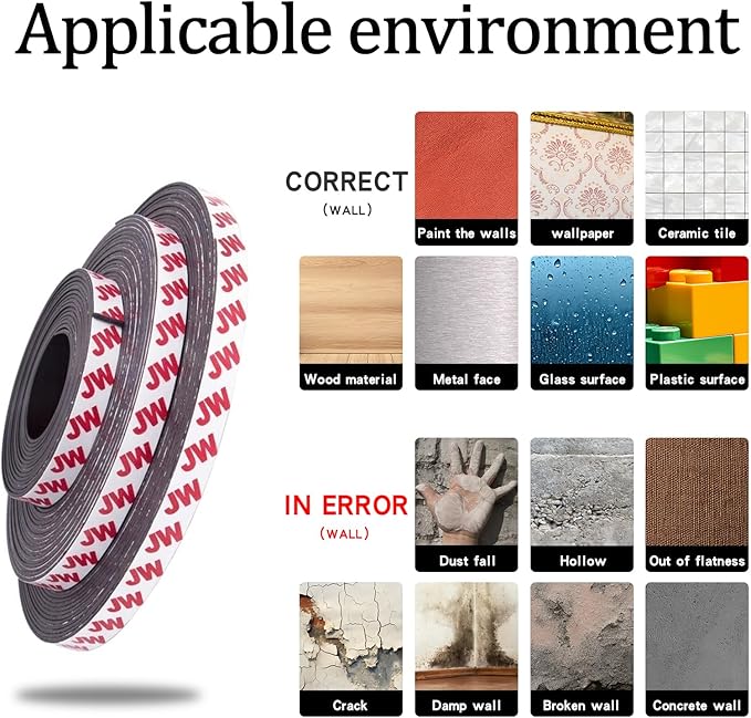 Value Pack 20FT Magnetic Tape with Adhesive Backing,Wide 1/2" Magnet Tape Strips for Creative People