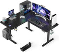 WALKINGDESK 55X45 Inches Reversible L Shaped Standing Desk Height Adjustable with Cup Holder, Electric Corner Computer Desk, Sit Stand up Home Office Desk, Ergonomic Gaming Desk, Black