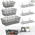 Sieral 6 Pieces Pegboard Baskets Wall Mount Wire Peg Board Baskets 3 Sizes Pegboard Accessories Slatwall Bins Basket Home Garage Hanging Organizer for Tools and Craft(Black)