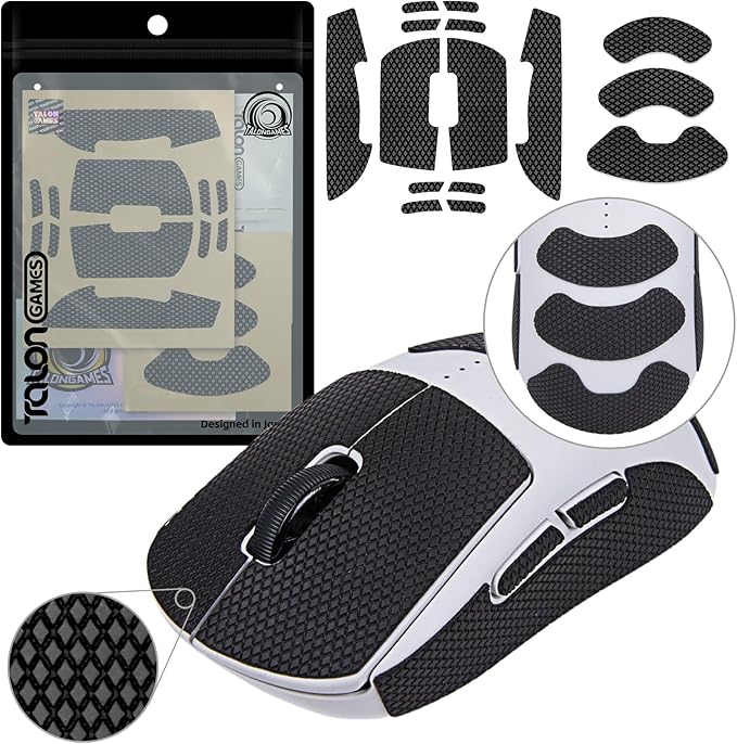 TALONGAMES Mouse Anti Slip Grip Tape Compatible with Logitech G PRO 2 Lightspeed Wireless Gaming Mouse, Palm Sweat Absorption, Thin 0.5mm, Cut to Fit, Easy to Apply, Mouse Skin