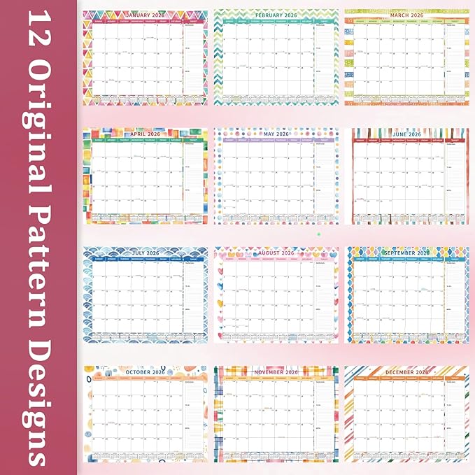 Ospelelf Desk Calendar 2026-2027 Large 22"x17" Monthly Family Planner Pad with Protective Cover 18 Months January 2026 - June 2027 Geometry