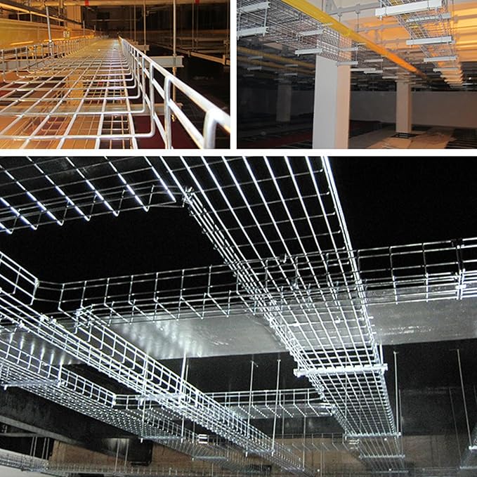 Wire Mesh Cable Tray, 60" x 8" x 2", 4", or 18" | Zinc Plated Steel Cable Management Rack, Adjustable Cable Basket for Network, AV, Fiber Optic, Garage & Office Use(2Pcs)