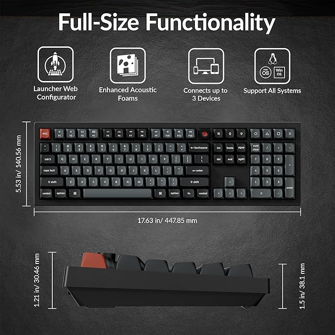 Keychron V6 8K Full Size Wired Mechanical Keyboard with Programmable Knob, 8000 Hz Polling Rate, OSA PBT Keycaps, Hot-swappable Super Brown Switchs, RGB Backlit for Mac Windows Linux