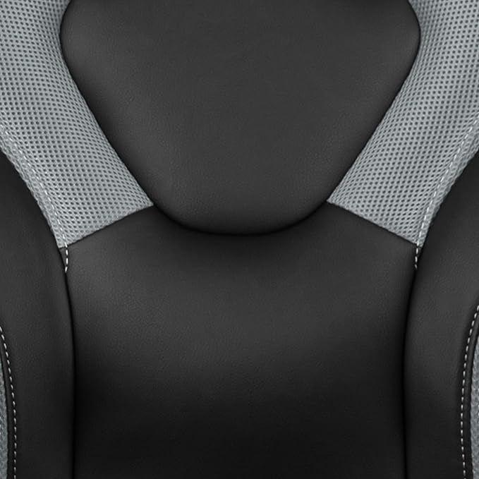Flash Furniture Optis Black Gaming Desk and Gray/Black Racing Chair Set with Cup Holder, Headphone Hook & 2 Wire Management Holes
