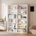 Vongrasig 6-Tier Open Bookcase and Bookshelf, Floor Standing Wood Display Storage Shelves 71 Inch Tall Bookcase Home Decor Furniture for Home Office, Living Room, Bed Room, White, 2 Pieces