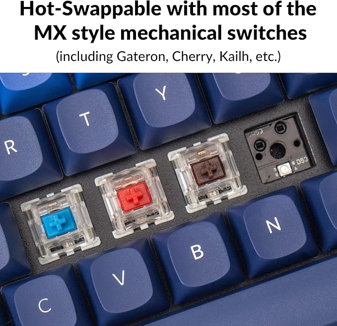 Keychron Q7 70% Layout Hot-Swappable RGB Wired Custom Mechanical Keyboard Compatible with Mac Windows Linux, QMK/VIA Programmable Macro Gateron G Pro Red Switch Double Gasket Kit Full Aluminum-Blue