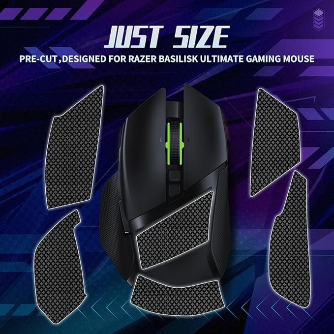 TALONGAMES Mouse Anti Slip Grip Tape Compatible with Razer Basilisk Ultimate/Basilisk V2 / Basilisk X Gaming Mouse, Palm Sweat Absorption, Thin 0.5mm, Cut to Fit, Easy to Apply, Mouse Skin