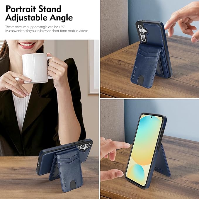 SkyEagle Compatible with Magsafe 2 in 1 Detachable Samsung Galaxy S25 Plus Wallet Case with Card Holder,Women Men Magnetic PU Leather RFID Blocking Flip Folio Kickstand Credit Slots,Blue