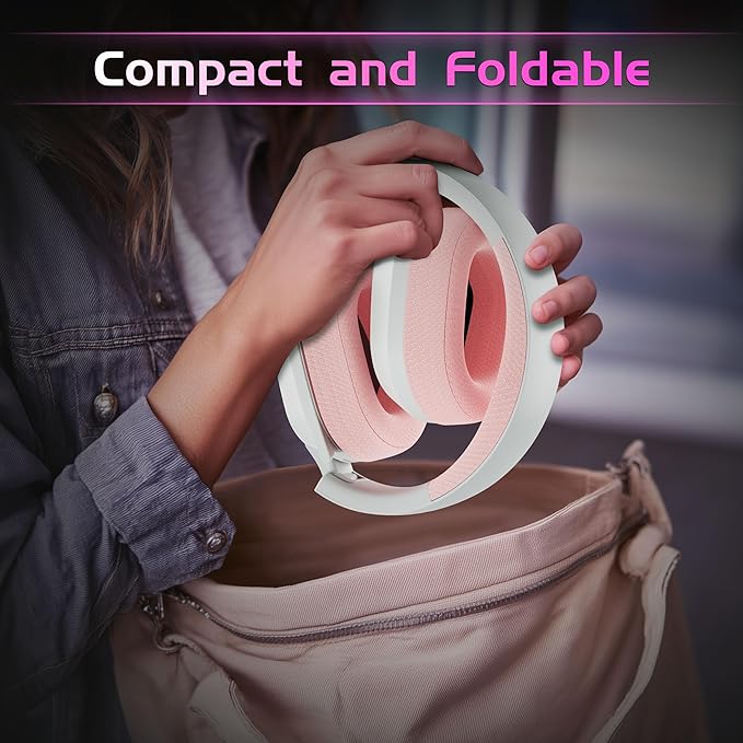 Gvyugke Wireless Gaming Headset for Xbox Series X/S, Xbox One, PS5, PC, Mac, Bluetooth 6.0 Gaming Headphones with Flip-to-Mute Noise-Canceling Mic, Foldable, 3D Surround Sound, 45H Battery - Pink