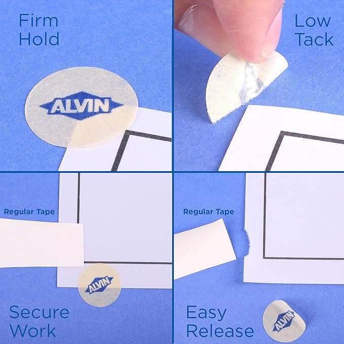 ALVIN Drafting Dots Model DM123D Display Pack, Low Tack Adhesive, Ideal for Drafting, Tracing, Drawing, and Household Use, Easy Removal with No Residue - 12 Rolls