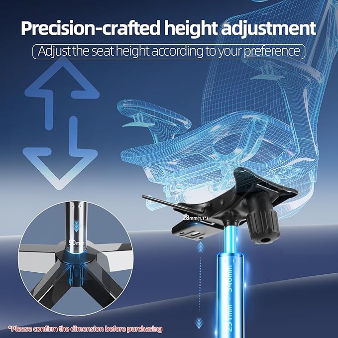 10 Inches to 15 Inches Office Chair Gas Lift Cylinder Replacement, 4.5'' Stroke, Hydraulic Pneumatic Shock Piston, Heavy Duty, Universal Diameter Fit for Most Office Chair, Class 4 (Polished Steel)