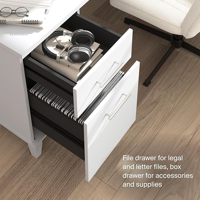 Bush Furniture Somerset 72W 3 Position Sit to Stand L Shaped Desk with Hutch in White | Adjustable Height Table for Home Office