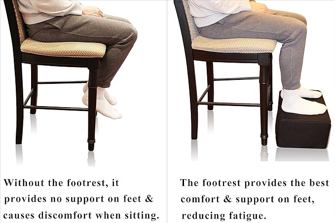 InteVision Extra Large 2-in-1 Footrest for Added Height - Premium Foam Cushion Works Great for Under Desk or bar - Will not Slide on Any Surface (17.5" X 12" x 8")