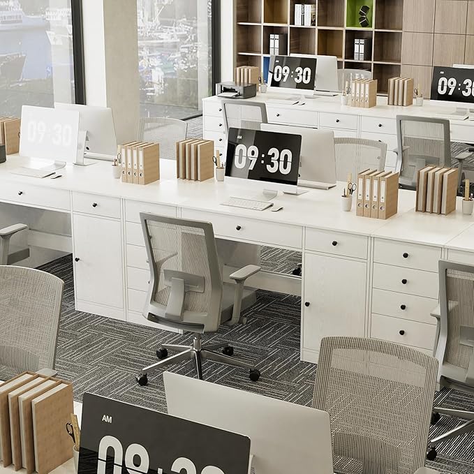 TUSY Office Desk and 5-Drawer Cabinet Set, 31.5" H White Desk with Drawers, 47.24" W Executive Desks with Storage, Computer Table for Home Office, Study, Small Spaces